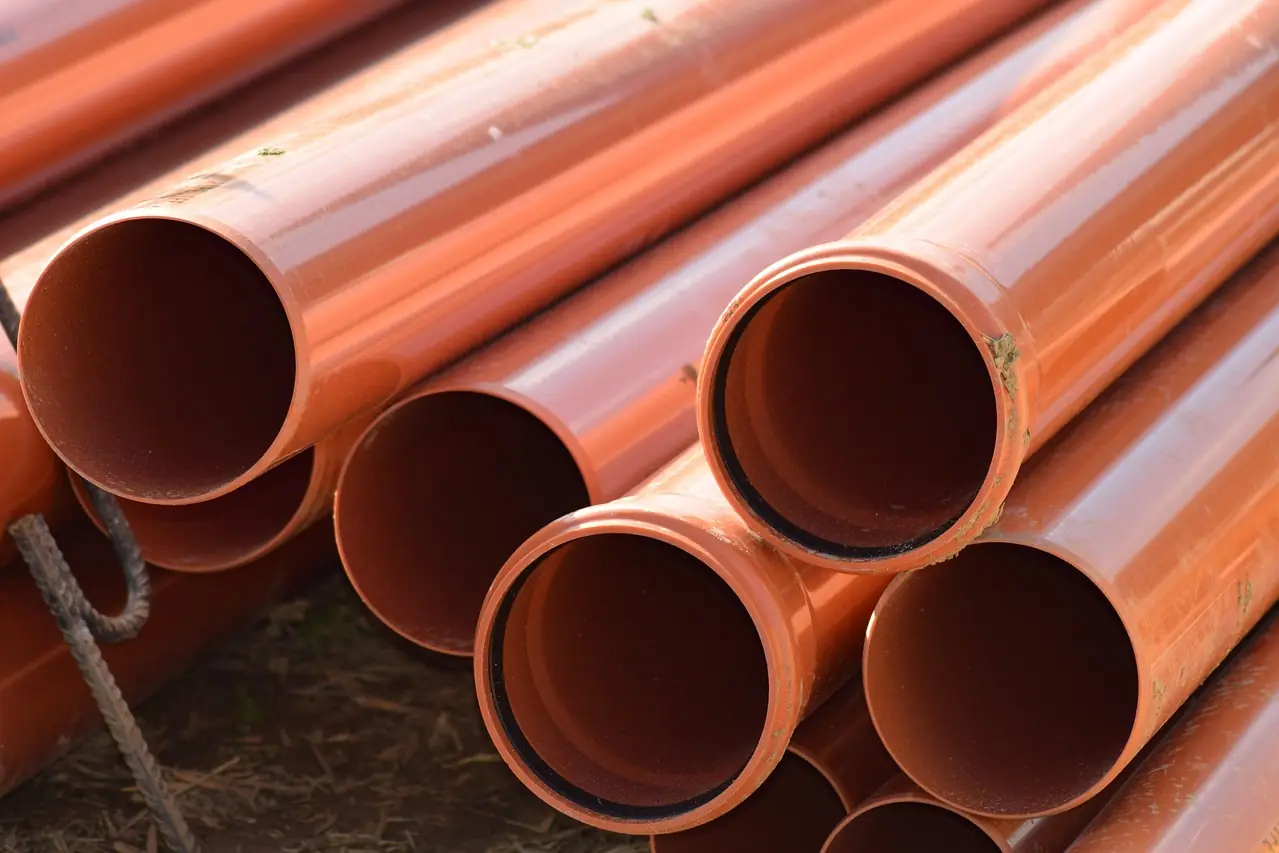 New PVC sewer pipes used to replace a broken sewer line