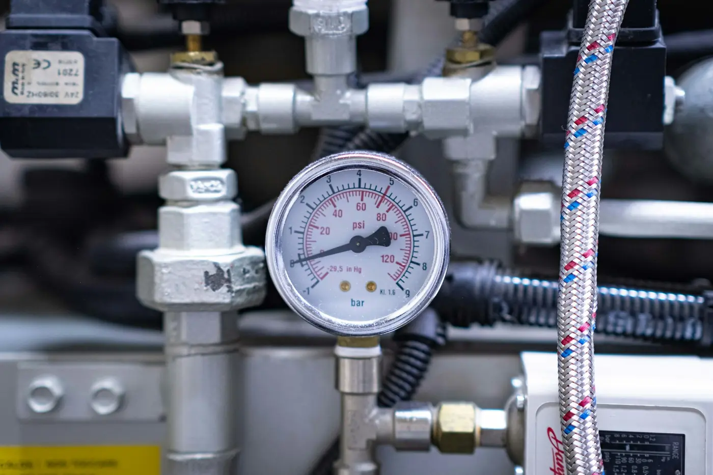 Water pressure gauge on a home water line